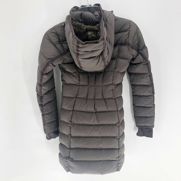 Athleta Responsible Downieville Jacket Hooded Goose Down Puffer Black Sz XXS - Picture 6 of 8
